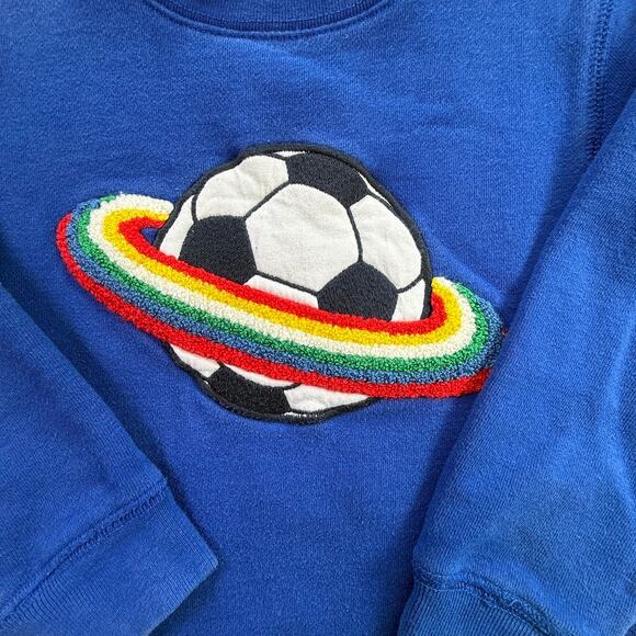 Mini Boden Boys Girls Soccer Ball Rainbow Sweatshirt Blue Size 2-3Y 98cm - Picture 3 of 6